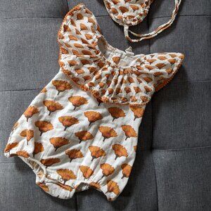 SOLD! Kate Quinn Marigold Bubble Romper and Bonnet